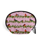 Bullfinches Sit On Branches On A Pink Background Accessory Pouch (Small) Front