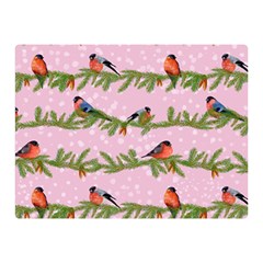 Bullfinches Sit On Branches On A Pink Background Double Sided Flano Blanket (mini)  by SychEva