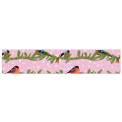 Bullfinches Sit On Branches On A Pink Background Small Flano Scarf by SychEva