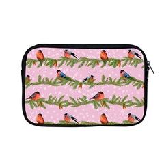 Bullfinches Sit On Branches On A Pink Background Apple Macbook Pro 13  Zipper Case by SychEva