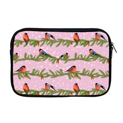 Bullfinches Sit On Branches On A Pink Background Apple Macbook Pro 17  Zipper Case by SychEva