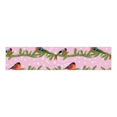 Bullfinches Sit On Branches On A Pink Background Velvet Scrunchie by SychEva