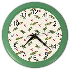 Spruce And Pine Branches Color Wall Clock by SychEva