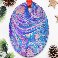 Blue Hues Feathers Ornament (oval) by kaleidomarblingart