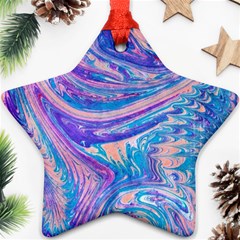 Blue Hues Feathers Ornament (star) by kaleidomarblingart