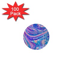 Blue Hues Feathers 1  Mini Buttons (100 Pack)  by kaleidomarblingart