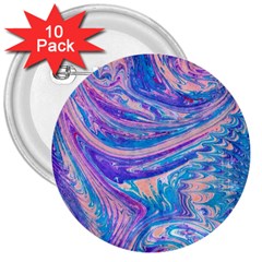 Blue Hues Feathers 3  Buttons (10 Pack)  by kaleidomarblingart