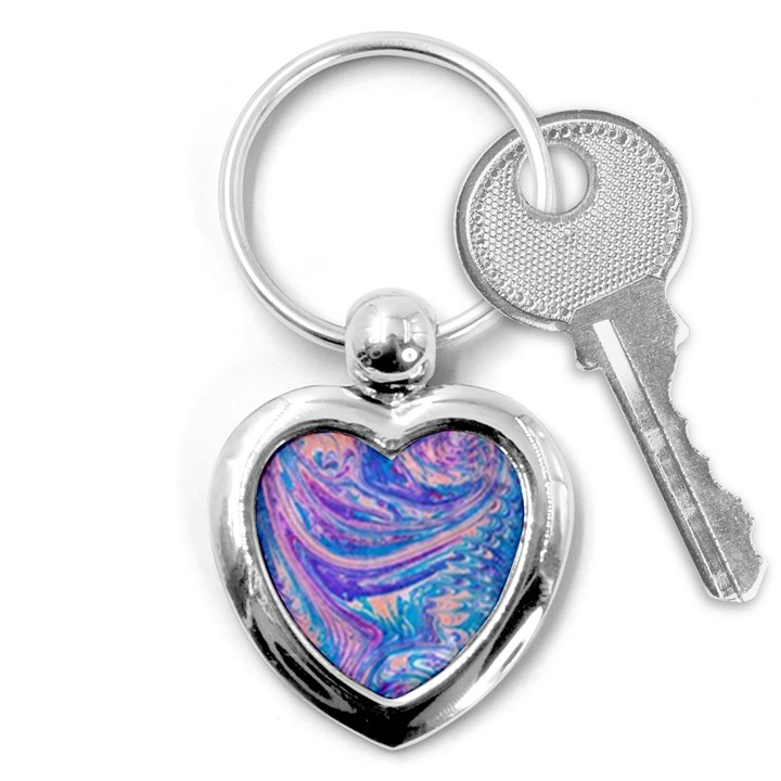 Blue hues feathers Key Chain (Heart)