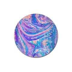 Blue Hues Feathers Magnet 3  (round) by kaleidomarblingart