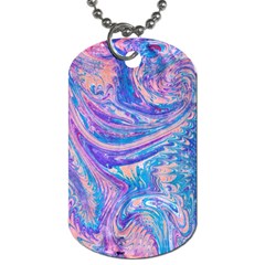 Blue Hues Feathers Dog Tag (one Side) by kaleidomarblingart