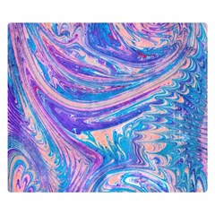 Blue Hues Feathers Double Sided Flano Blanket (small)  by kaleidomarblingart