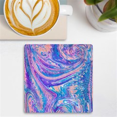 Blue Hues Feathers Uv Print Square Tile Coaster 