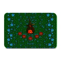 Halloween Pumkin Lady In The Rain Plate Mats by pepitasart