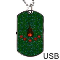 Halloween Pumkin Lady In The Rain Dog Tag Usb Flash (two Sides) by pepitasart