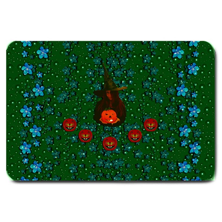 Halloween Pumkin Lady In The Rain Large Doormat 