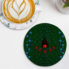 Halloween Pumkin Lady In The Rain Uv Print Round Tile Coaster by pepitasart