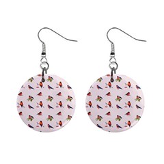 Bullfinches Sit On Branches Mini Button Earrings