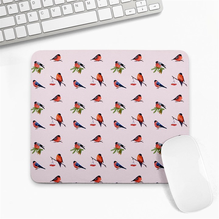 Bullfinches Sit On Branches Large Mousepads