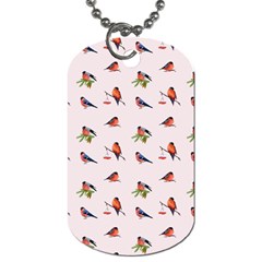 Bullfinches Sit On Branches Dog Tag (one Side) by SychEva