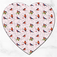 Bullfinches Sit On Branches Jigsaw Puzzle (heart) by SychEva