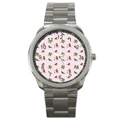 Bullfinches Sit On Branches Sport Metal Watch by SychEva