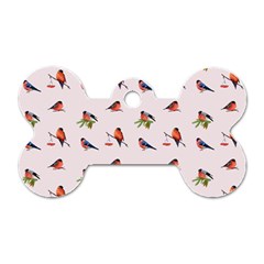 Bullfinches Sit On Branches Dog Tag Bone (one Side) by SychEva