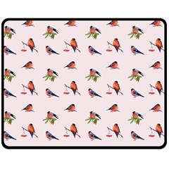 Bullfinches Sit On Branches Fleece Blanket (Medium) 