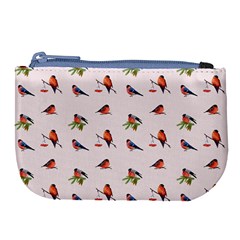 Bullfinches Sit On Branches Large Coin Purse