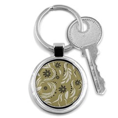 Folk Flowers Pattern Floral Surface Design Seamless Pattern Key Chain (round) by Eskimos