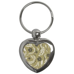 Folk Flowers Pattern Floral Surface Design Seamless Pattern Key Chain (heart) by Eskimos