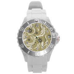 Folk Flowers Pattern Floral Surface Design Seamless Pattern Round Plastic Sport Watch (l) by Eskimos