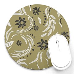 Folk Flowers Pattern Floral Surface Design Seamless Pattern Round Mousepads by Eskimos