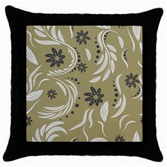 Folk Flowers Pattern Floral Surface Design Seamless Pattern Throw Pillow Case (black) by Eskimos