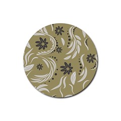 Folk Flowers Pattern Floral Surface Design Seamless Pattern Rubber Coaster (round) by Eskimos