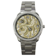 Folk Flowers Pattern Floral Surface Design Seamless Pattern Sport Metal Watch by Eskimos