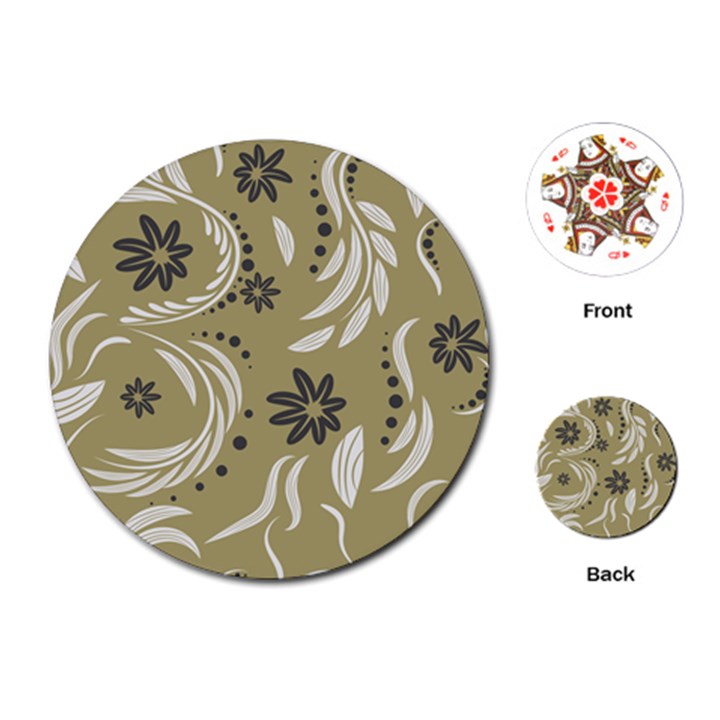 Folk flowers pattern Floral surface design Seamless pattern Playing Cards Single Design (Round)