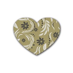 Folk Flowers Pattern Floral Surface Design Seamless Pattern Rubber Coaster (heart) by Eskimos