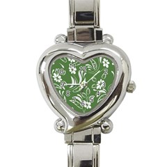 Folk Flowers Pattern Floral Surface Design Seamless Pattern Heart Italian Charm Watch by Eskimos