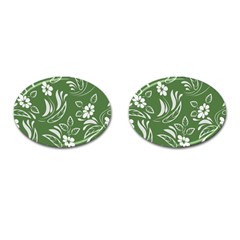 Folk Flowers Pattern Floral Surface Design Seamless Pattern Cufflinks (oval) by Eskimos