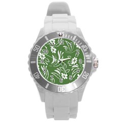 Folk Flowers Pattern Floral Surface Design Seamless Pattern Round Plastic Sport Watch (l) by Eskimos