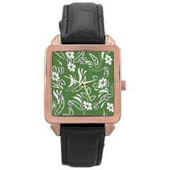 Folk Flowers Pattern Floral Surface Design Seamless Pattern Rose Gold Leather Watch  by Eskimos