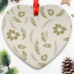 Folk Flowers Pattern Floral Surface Design Seamless Pattern Heart Ornament (two Sides) by Eskimos