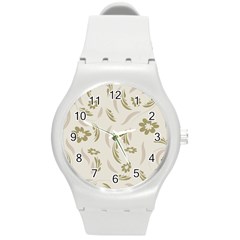 Folk Flowers Pattern Floral Surface Design Seamless Pattern Round Plastic Sport Watch (m) by Eskimos