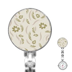 Folk Flowers Pattern Floral Surface Design Seamless Pattern Stainless Steel Nurses Watch by Eskimos