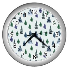 Coniferous Forest Wall Clock (silver) by SychEva