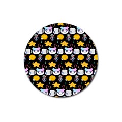 Cats Sun Stars Magnet 3  (round) by Sparkle