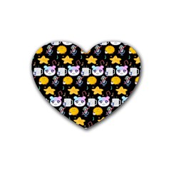 Cats Sun Stars Rubber Heart Coaster (4 Pack) by Sparkle