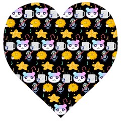 Cats Sun Stars Wooden Puzzle Heart by Sparkle