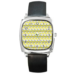 Cartoon Pattern Square Metal Watch by Sparkle