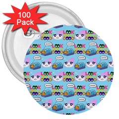 Look Cat 3  Buttons (100 pack) 